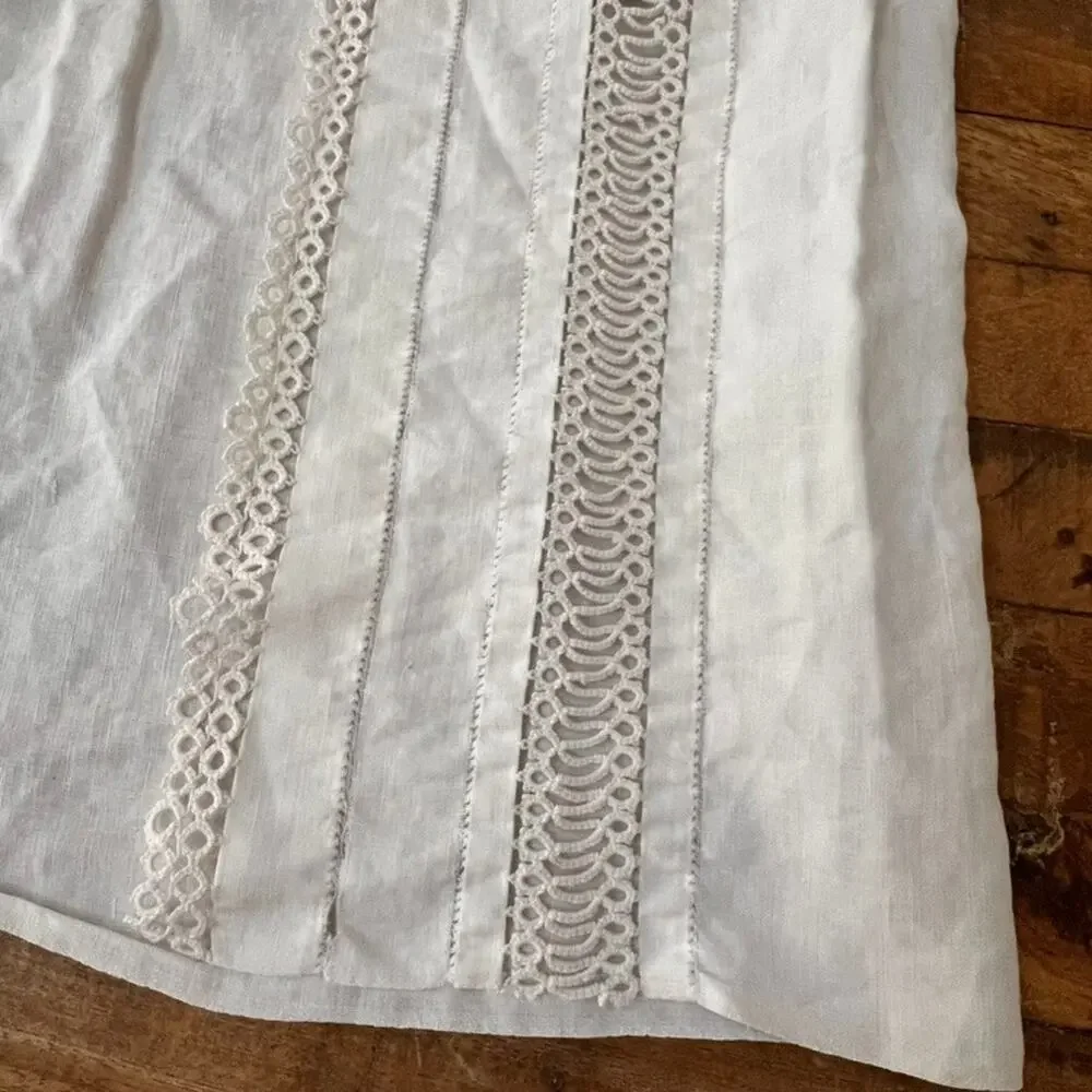 Vintage White Linen Table Runner 16 x 50